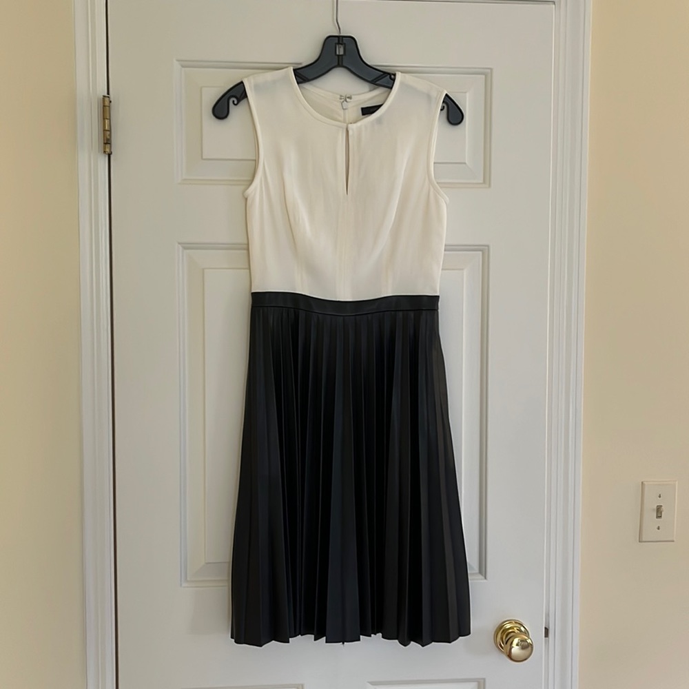 Faux leather plated skirt dress